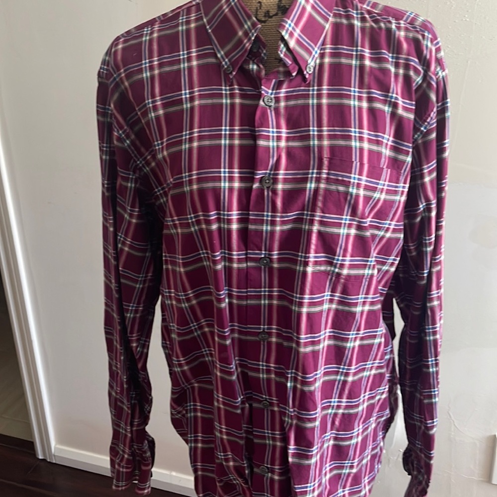 Purple plaid dress shirt